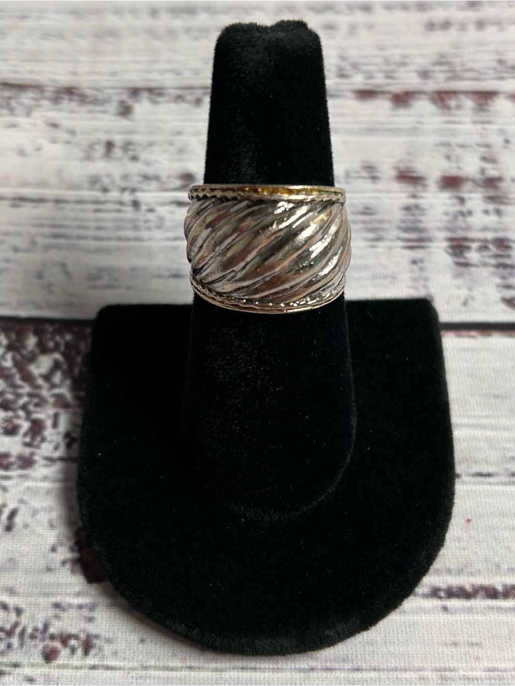 Sterling Silver Spiraled Rimmed Ripple Shrimp Band Ring 925 Size 7